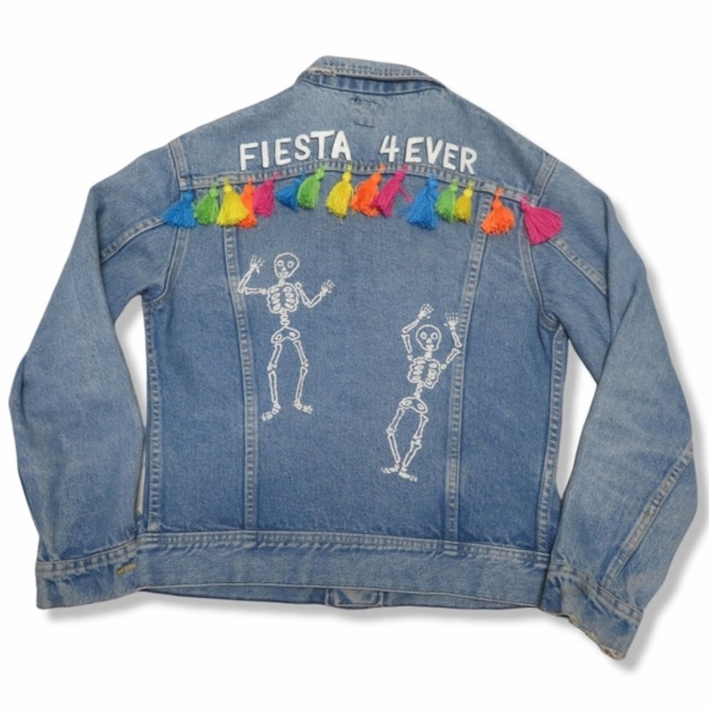 Vintage 90s Lee Riders Denim Jacket Day the of Dead | Skeleton | Custom